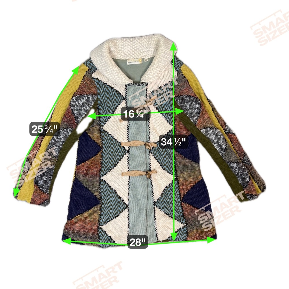 Charlie & Robin Patchwork Knit Toggle Sweater Jac… - image 2